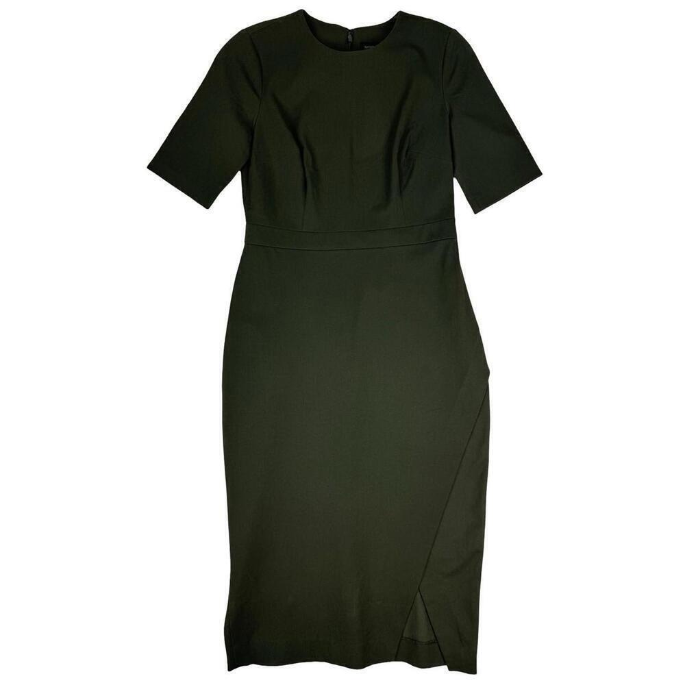 Banana Republic Fitted Midi Dress Cotton Olive Size 4 US